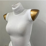 Pure-Want Wind Vest Bottom Shirt Women's New Sleeveless Half-High Collar Hottie