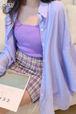 Sunscreen Shirt Long Sleeve Shirt Women Fashion Tops Outerwear Candy-colored Blouse Loose Clothes Blusa Elegant