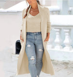 Zingj Cardigan Trench Coat Knit Loose Sweater Two Solid Color Vest Set-Outfit
