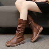 Boots Women's New Single Boots Children's Shoes Autumn And Winter Vintage Flat Bottom Grand Lady Rider