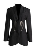 Small Suit Tide 2025 Autumn New Fashion V-Neck Sexy Mesh Perspective Hottie Suit Jacket