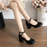 Jane Shoes Women's New High Heeled Square Head With A Bough Head Of Ballet French Women's Single Shoes In Spring