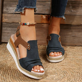 Summer Flat Bottom Fish Mouth Heel Sandals Women's Belt Buckle Beach