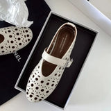 High Hollow Hole Ballet Single-Shoe Women 2025 Spring And Summer New French Small Sandals Round Head Mary Jane