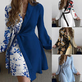 Women's Clothing 2025 New Temperament Commuting Collar Tie With One-Color Long-Sleeved