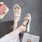 Wear Cold Slippers Diamond Fashion 2025 Summer New Two-Swear Sandals Thick-Soled Loose Cake Height Net Red Slippers