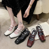 Zingj Jane Baotou Sandal Summer 2023 Summer Vintage Square Heels With Empty Single