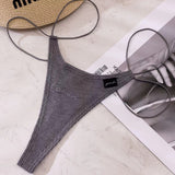 Cotton Strip Single With Sexy Thong Lady English Letter Logo Thong Trousers Women's