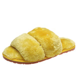 Size Wool Slippers Female Fashion Wear Elastic With Parallel Bars Open Toe Flat Bottom Warm Cotton Shoes Indoor Cotton