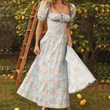 Women's New Broken Flower Collar Sexy Open Fork Spring Dress