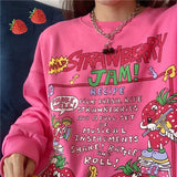 Strawberry Jam Print Oversized SweatshirtOutfit