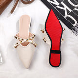 New Bao Head Half Dragging Cool Drag Female Tip Flat Rivet Outside Wearing Lazy Muller Shoes Small Size