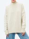 And Winter Half-High Collar Thread Sweater Solid Color Cover Loose Casual