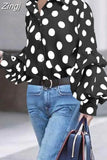 Polka Dot Lantern Long Sleeve Shirt Women New Casual Casual Women Clothing Spring Loose Shirt Tops Blusa Mujer