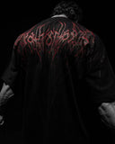 Summer Demon Cross Print Short-Sleeved T-Shirt Stranded Trousers Round Collar Men's Top
