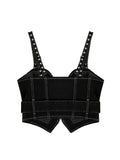 Top Women Sexy Black Vintage Denim Crop Tops Summer Camisole Fashion Casual Female Gothic Y2K Sleeveless Off Shoulder