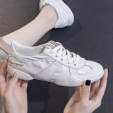 Soft Leather Soft Bottom Summer Small White Shoes Women Breathable Low Help Comfortable Flat Anti-Skid Net Cloth Casual Board