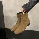 And Retro Plus Velvet Short-T-Crye Knight Boots French Thin Skinny Bare Boots Autumn And Winter Season Girl Boots