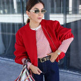 Women's ZA Autumn And Winter New Round Neck Soft Short Bomber Jacket