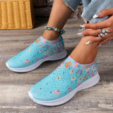 Women's Shoes Spring Breathable Sports Casual Shoes Water Drill Rainbow Shiny Flying Shoes Thick-Soled Running Women's