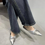 Half Slippers Women Wear 2025 Spring New Pointed Cool Slippers Metal Buckle Retro Lazi Lazier