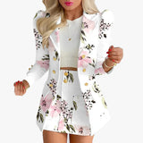 Spring And Autumn Women's New Fashion Suit Temperament Lattice Casual Skirt Suit Two