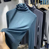 Zingj Shot Anti-Ball Cotton Pile Collar Wine Red Bottom Shirt Autumn Long-Sleeved T-Shirt Women With Slim Turtleneck