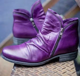 Autumn And Winter New Round Head And Double Zipper Short Boots Woman Martin Boots Woman Large Size
