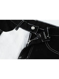 Patchwork Jeans Pants Women Straight Jeans High Waist Streetwear Y2k Retro Pants Casual Ladies Denim Wide Leg Trouser