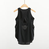 Yoga Vest Women's Shockproof Bra With Bra Mat Two-In-One Sports Blouse Loose Running Fitness Set