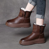 Integrated Head Layer Of Cowhide Warm Snow Boots Women Winter New Plus Velvet Thick Cotton Shoes Wool Leather