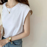 Zingj Sleeveless T-Shirt Female Loose 2024 Summer New Fashion Black Vest Shirt Student Top Wear
