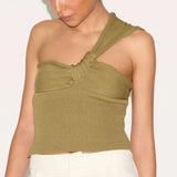Fish Bare Back One-Shoulder Vest Summer Must-Have Hottie Style Out Of The Street Sexy Simple