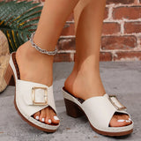 Fish Mouth Slippers Women 2025 Summer New Large-Size Rough And Square Button-Type