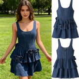 Explosion Women's Flower Temperament Sleeveless Denim