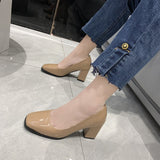 Casual Women's Shoes 2025 Spring New Fashion Square Head High Heel 4243 Large Women's