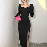 Long Sleeve Black Maxi DressOutfit