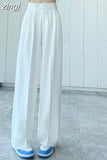 Women Wide Leg Pants Spring Fashion Women's Pants Thin High Waisted Straight Casual Trousers Female Clothing Black