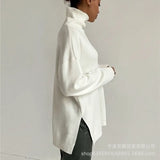 High-Necked Sweater For Autumn/Winter 2025 Women Selling Open-Fork Knitted Shirt Design Soft Tops