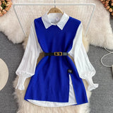 Zingj Sleeve White Shirt Women's Age Sweet Loose Cover Meat Open Fork Vest Sweater