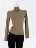 Zingj Cotton Super Soft Pendant Pile Collar Bottom Shirt Female Spring With A Slim Solid Color High Collar Long Sleeve