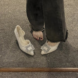 Women 2025 Summer New Small Design French Pointed Shoes With Small Fragrant Feng Shui Drilling