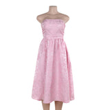 Zingj Women's New Temperament Sexy Slim Jacquard Satin Wipe Chest Money Dress