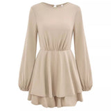 2025 Autumn / Winter Fashion Women's Wear Trend Solid Color Round Collar Waist Knit Long Sleeve