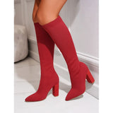 Outdoor Boots Street Dating Knitted Round Head Girl High