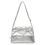 Aesthetic Bow Solid Color Leather Shoulder Bag-Outfit