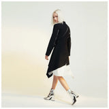 New Ruptures Inclined Buckle Waist Repair Body Spliced Striped Lining In The Long Suit Dress