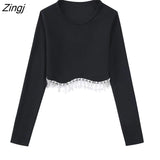 Women High Street Sexy Hem Tassel Diamond Beading Knitting T Shirt Chic Short Camis Tank Lady Slim Crop Vest Tops