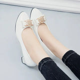 New Women's Shoes Women's Fashion Single Shoes PU Leather Single Shoes High Heel Tip Shallow Heel Thick Heel Thick And Four