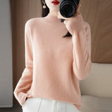 Zingj 2024 Autumn / Winter New Women's Korean Version Slim Half High Collar Short Solid Color Bottom Sweater-Outfit
